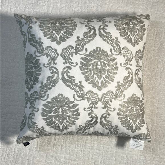 Rodeo Home Other - Rodeo Home feather down accent pillow white and gray embroidered square 18x18